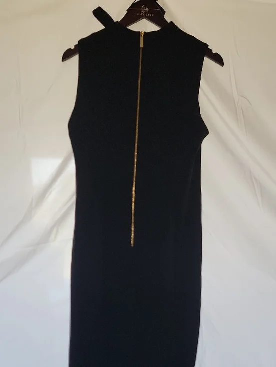 Calvin Klein Black Sleeveless Midi Dress with Neck Tie Size 12 - Picture 3 of 5